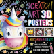Scratch Art 3D Posters: Unicornios & amigos